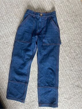 Big Bud Press Dark Blue Relaxed Denim Work Jeans XS (sizes 26-27) approx)
